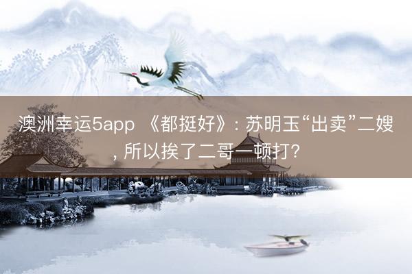 澳洲幸運(yùn)5app 《都挺好》: 蘇明玉“出賣”二嫂， 所以挨了二哥一頓打?