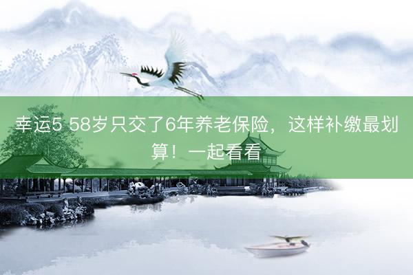 幸運5 58歲只交了6年養(yǎng)老保險，這樣補繳最劃算！一起看看