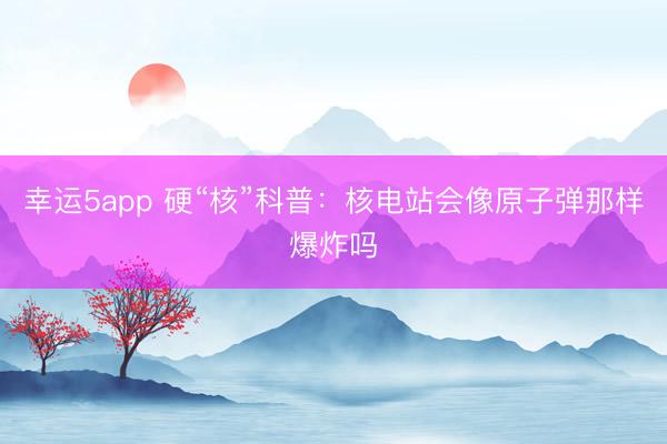 幸運5app 硬“核”科普：核電站會像原子彈那樣爆炸嗎