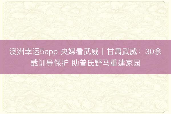 澳洲幸運5app 央媒看武威丨甘肅武威:30余載訓導保護 助普氏野馬重建家園
